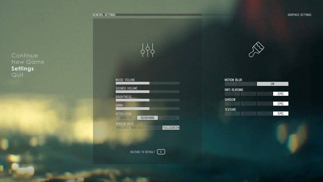 Unhinged game UI: main menu & settings