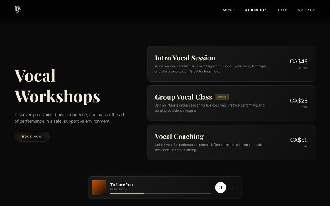 Dario Dvon website, desktop view 3