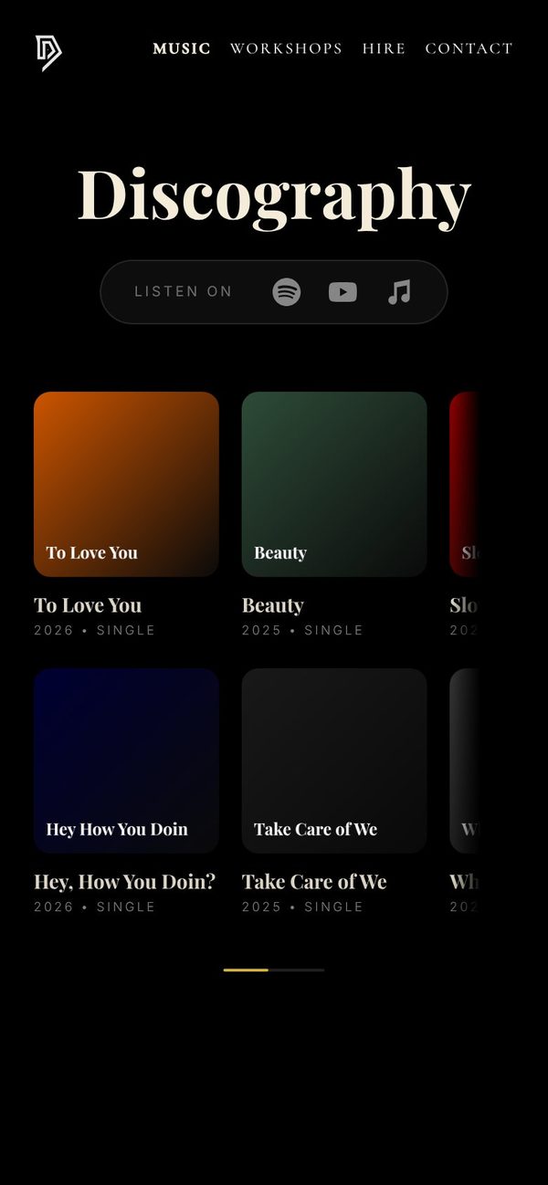 Dario Dvon website, phone view 2