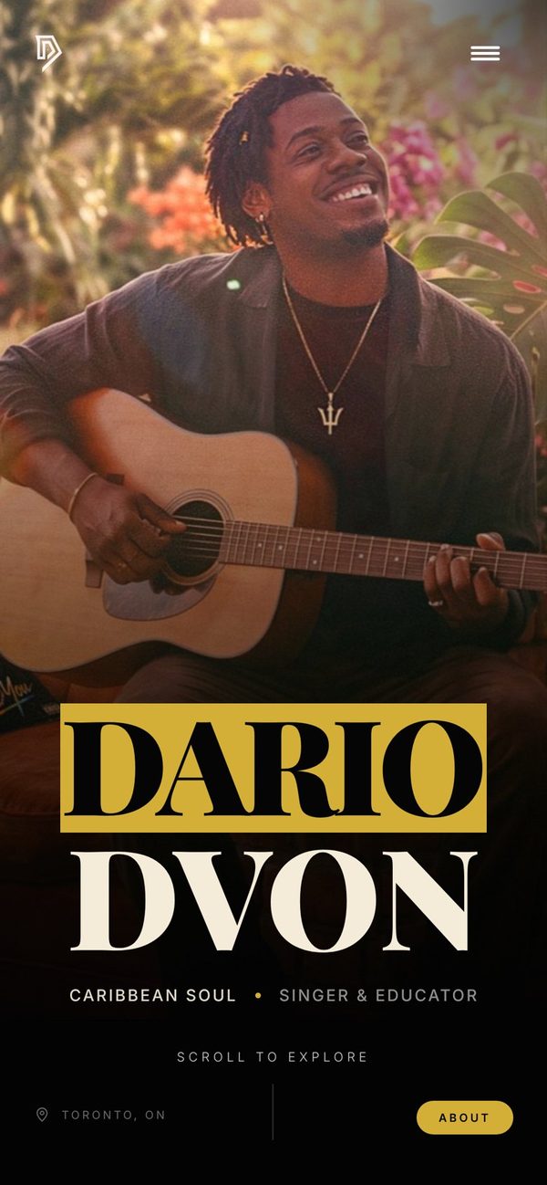 Dario Dvon website, phone view 1